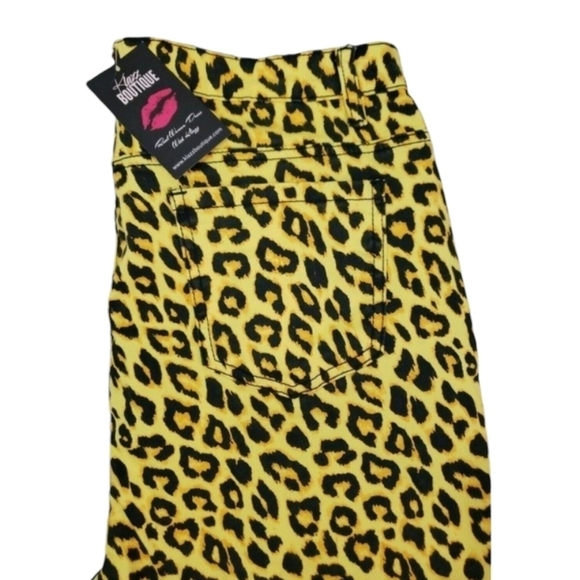 American Bazi ~Woman Plus Sz.3X~Yellow/Black Animal Print Pants Cotton Blend NWT - Picture 8 of 11